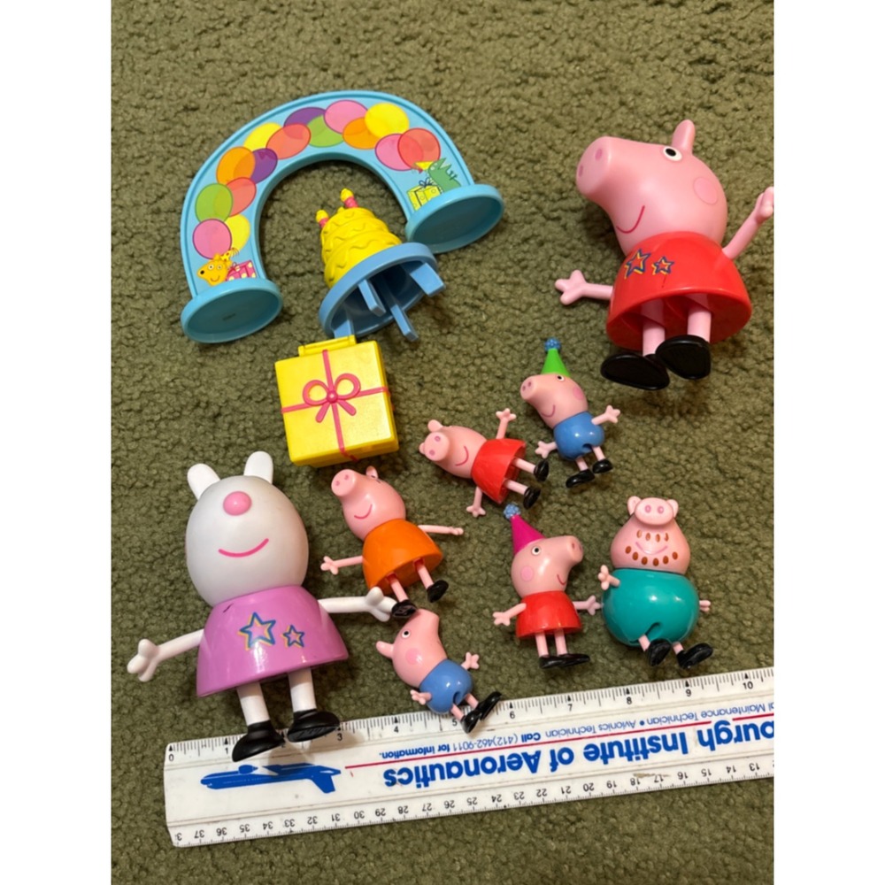 Peppa Pig Birthday Party Toy Lot Figures Rebecca Rabbit Daddy Pig George 10pc